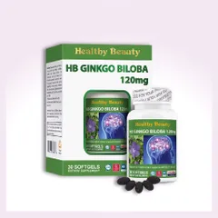 Viên uống bổ não HB GINKGO BILOBA 120mg (Hộp 30 viên) Giúp tăng cường trí nhớ, tăng tuần hoàn máu não giúp giảm stress.
