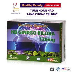Viên uống bổ não HB GINKGO BILOBA 120mg (Hộp 30 viên) Giúp tăng cường trí nhớ, tăng tuần hoàn máu não giúp giảm stress.