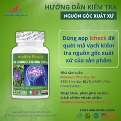 Viên uống bổ não HB GINKGO BILOBA 120mg (Hộp 30 viên) Giúp tăng cường trí nhớ, tăng tuần hoàn máu não giúp giảm stress.
