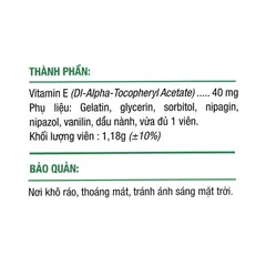 Viên uống bổ sung Vitamin E Gold PV Pharma (Hộp 30 viên) Giúp bổ sung vitamin E, chống oxy hóa, hạn chế lão hóa da.