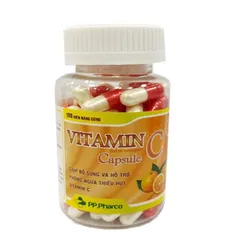 Viên uống bổ sung VITAMIN C PP.PHARCO (Chai 100 viên) Bổ sung vitamin C cho cơ thể, giúp giảm nguy cơ thiếu vitamin C