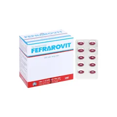 Viên uống bổ máu FEFRAROVIT (Hộp 100 viên) Bổ sung sắt, acid folic, vitamin B12, giảm nguy cơ thiếu máu do thiếu sắt.