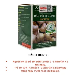 DẦU TỎI TUỆ LINH Garlic Oil (Hộp 100 viên) Hỗ trợ kiểm soát mỡ máu, mỡ gan, bảo vệ tim mạch, giúp giảm ho cảm lạnh.