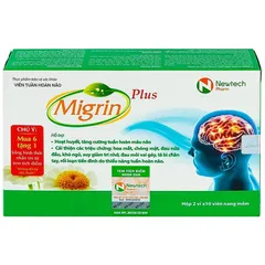 Viên uống bổ não Migrin Plus (Hộp 20 viên) Giúp Tăng Cường Tuần Hoàn Não, Giảm Đau Nửa Đầu, Thiếu Máu Não.