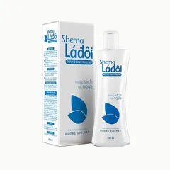 Dung dịch vệ sinh phụ nữ Shema Lá Đôi (Chai 200ml) Giúp giảm ngứa và khử mùi, mang lại cảm giác thoáng sạch, thơm mát.
