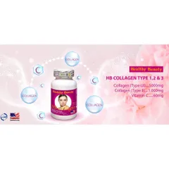 Viên uống đẹp da HB Collagen Type 1,2&3 (Hộp 120 viên) Làm cho da khỏe đẹp, săn chắc, giảm nám và tăng tính năng đàn hồi cho da.