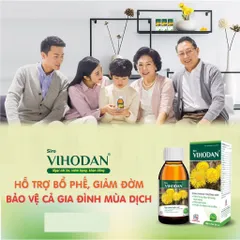 Siro VIHODAN (Chai 125ml) Hỗ trợ bổ phế, long đờm và giảm nhanh các triệu chứng ho, đau rát họng, khản tiếng.