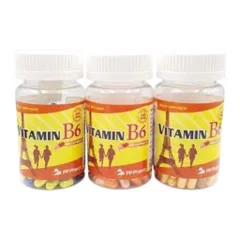 Viên uống bổ sung Vitamin B6 PP.Pharco (Chai 100 viên) Hỗ trợ bồi bổ sức khỏe và phòng ngừa tình trạng thiếu hụt Vitamin B6.