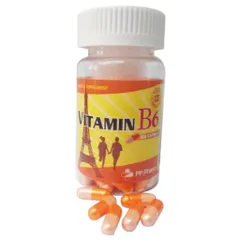 Viên uống bổ sung Vitamin B6 PP.Pharco (Chai 100 viên) Hỗ trợ bồi bổ sức khỏe và phòng ngừa tình trạng thiếu hụt Vitamin B6.