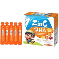 Siro bổ sung kẽm ZinC DHA Kẽm Gluconate (Hộp 20 ống) Hỗ trợ tăng cường hệ miễn dịch, kích thích tiêu hoá giúp bé ăn ngon miệng.