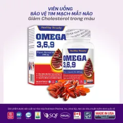 Viên uống HB Healthy Beauty OMEGA 3,6,9 (Hộp 100 viên) Giúp ngăn ngừa nguy cơ xơ vữa động mạch, giúp giảm cholesterol trong máu.