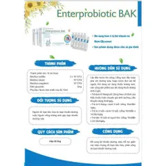 Men vi sinh Enterprobiotic BAK (Hộp 20 ống) Hỗ trợ giảm rối loạn tiêu hóa, đi ngoài phân sống do loạn khuẩn đường ruột