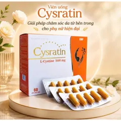 Viên uống Cysratin L-Cystine 500mg (Hộp 60 viên) Hỗ trợ giảm lão hóa, làm đẹp da và giúp tóc chắc khỏe.