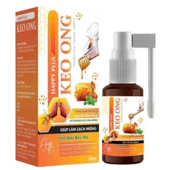Xịt họng keo ong Happy Plus (Chai 30ml) hỗ trợ làm dịu cổ họng và giảm ho, giảm đau rát họng do viêm họng
