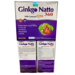 Viên uống Ginkgo Natto 360 With Coenzym Q10 BAK (Hộp 100 viên) Cải thiện tình trạng đau đầu, hoa mắt, chóng mặt, mất ngủ.