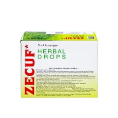 Viên ngậm ho thảo dược Zecuf Herbal Drops (Hộp 20 viên) Giúp làm ấm họng, nhuận phế và giảm ho do viêm họng