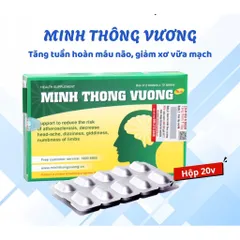 Viên uống Minh Thông Vương New (Hộp 20 viên) Tăng cường lưu thông máu và tuần hoàn não, Hỗ trợ giảm nguy cơ xơ vữa động mạch.