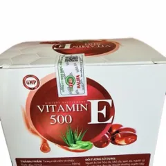 Vitamin E 500 đỏ (Hộp 60 viên) Tăng độ đàn hồi, giữ ẩm da, giảm tình trạng sạm nám, khô ráp, giúp da căng mịn sáng khỏe
