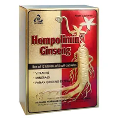 Viên uống Hompolimin Ginseng TV.Pharm (Hộp 60 viên) Bổ sung dưỡng chất, bồi bổ sức khoẻ và giảm mệt mỏi, căng thẳng