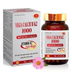 Viên uống Vega Calcium K2 1000 (Chai 30 viên) Hỗ trợ xương, răng chắc khỏe và hỗ trợ phát triển chiều cao cho trẻ em