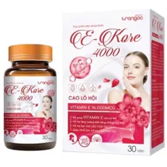Viên uống Vitamin E-Kore 4000 Vitamin E Đỏ (Hộp 100 viên) Hỗ trợ làm đẹp da, dưỡng ẩm, hạn chế lão hóa da, giảm nếp nhăn