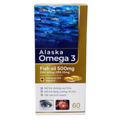 Viên uống Alaska Omega 3 Fish oil 500mg (Hộp 60 viên) Hỗ trợ tăng cường thị lực, giảm tình trạng khô mắt, mỏi mắt.