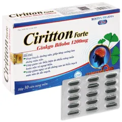 Ciritton Forte Ginkgo Biloba 1200mg (Hộp 30 viên) Hỗ trợ giúp giảm tình trạng như đau đầu, hoa mắt, chóng mặt.