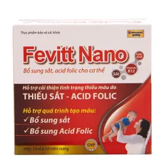Viên uống Fevitt Nano (Hộp 100 viên) Bổ sung sắt, acid folic và vitamin B12, cải thiện tình trạng thiếu máu do thiếu sắt