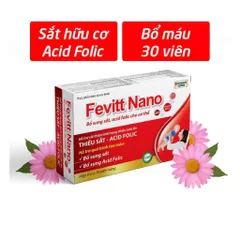 Viên uống Fevitt Nano (Hộp 100 viên) Bổ sung sắt, acid folic và vitamin B12, cải thiện tình trạng thiếu máu do thiếu sắt