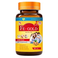 Viên uống Fe-Gold Extra TN Việt Nhật (Chai 30 viên) Bổ sung sắt fumarate và acid folic, giúp bổ máu.