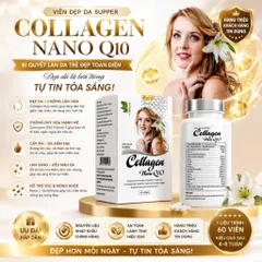 Viên đẹp da SUPPER Collagen Nano Q10 (Chai 60 viên) Hỗ trợ làm chậm quá trình lão hóa da, giảm nếp nhăn giúp da sáng mịn