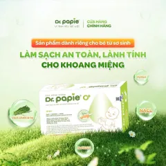 Gạc răng miệng Dr.Papie 0+ (Hộp 30 gói) Làm sạch lưỡi, nướu, răng và khoang miệng cho bé, phòng viêm nướu, tưa lưỡi