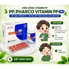 Viên uống Vitamin PP Nicotinamide PP.Pharco (Hộp 100 viên) Bổ sung Vitamin PP giúp giảm viêm da, mụn trứng cá, nhiệt miệng và pellagra