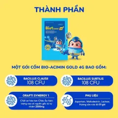 Cốm vi sinh Bio-acimin Gold+ (Hộp 30 gói) Hỗ trợ cải thiện tình trạng đầy bụng, khó tiêu, phân sống, tiêu chảy, táo bón