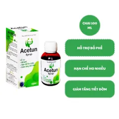 Siro ho bổ phế Acetun (Chai 100ml) Hỗ trợ giảm ho, giảm đờm và giảm đau rát họng do viêm họng.