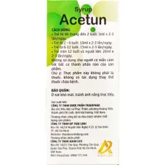 Siro ho bổ phế Acetun (Chai 100ml) Hỗ trợ giảm ho, giảm đờm và giảm đau rát họng do viêm họng.