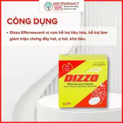Viên Sủi Làm Hỗ trợ tiêu hoá Giảm đầy hơi, khó tiêu, ợ chua DIZZO Effervescent Vị Cam