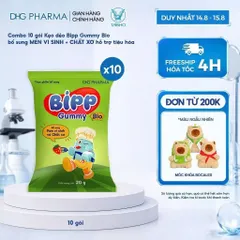 Combo 10 gói Kẹo dẻo Bipp Gummy 05 loại IQ/ Canxi/ Vitamin C/ C, B6, Kẽm/ Chất Xơ