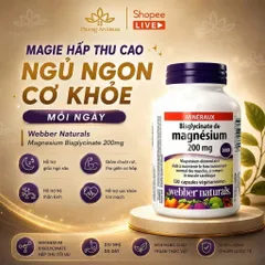 [Hỏa Tốc] Viên Uống Bổ Sung Magie Webber Naturals Magnesium Bisglycinate 60/120 Viên Giảm Stress Ngủ Ngon Tốt Tim Mạch