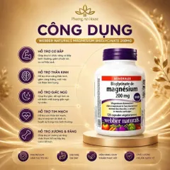 [Hỏa Tốc] Viên Uống Bổ Sung Magie Webber Naturals Magnesium Bisglycinate 60/120 Viên Giảm Stress Ngủ Ngon Tốt Tim Mạch