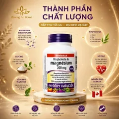 [Hỏa Tốc] Viên Uống Bổ Sung Magie Webber Naturals Magnesium Bisglycinate 60/120 Viên Giảm Stress Ngủ Ngon Tốt Tim Mạch