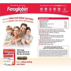 TPBVSK Vitabiotics FEROGLOBIN B12 Capsules Bổ Sung Sắt, Kẽm, Axit Folic, B6 Hỗ Trợ Tăng Khả Năng Tạo Máu, 30 Viên