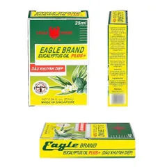 Tinh Dầu khuynh diệp Con Ó 2 Nắp Eagle Brand Eucalyptus Oil Plus+ 25ml chống muỗi 8h, giữ ấm EB0002
