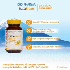 TPCN NattoEnzym DHA EPA Hỗ trợ giảm nguy cơ đột quỵ do huyết khối 1 chai x 60 viên - Chính hãng DHG Pharma