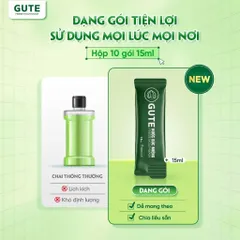 Nước Súc Miệng Cho Người Nhiệt Miệng, Niềng Răng Gute Freeze MouthWash hộp 10 túi 15ml - Giảm hôi miệng, kháng khuẩn