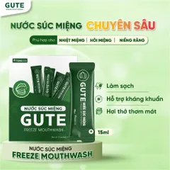 Nước Súc Miệng Cho Người Nhiệt Miệng, Niềng Răng Gute Freeze MouthWash hộp 10 túi 15ml - Giảm hôi miệng, kháng khuẩn