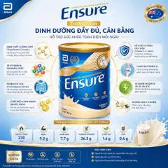 Sữa bột Ensure của Úc giàu dinh fưỡng 850g có thể thay thế 1 bữa ăn nhẹ