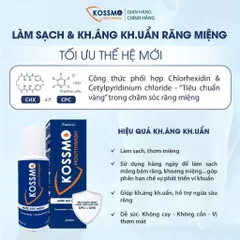 Combo 2 chai nước súc miệng Kossmo làm sạch, giúp kháng khuẩn, hỗ trợ ngừa sâu răng, viêm lợi, loét miệng