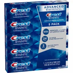 MẪU MỚI COMBO 5 TUÝP KEM ĐÁNH RĂNG CREST 3D WHITE ADVANCED TRIPLE WHITENING  147G*5 MỸ