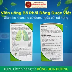 Viên uống Bổ Phổi Đông Dược Việt (Hộp 50 viên) Giảm ho khan, ho có đờm, dịu rát họng, giảm ngứa cổ, hỗ trợ đường hô hấp